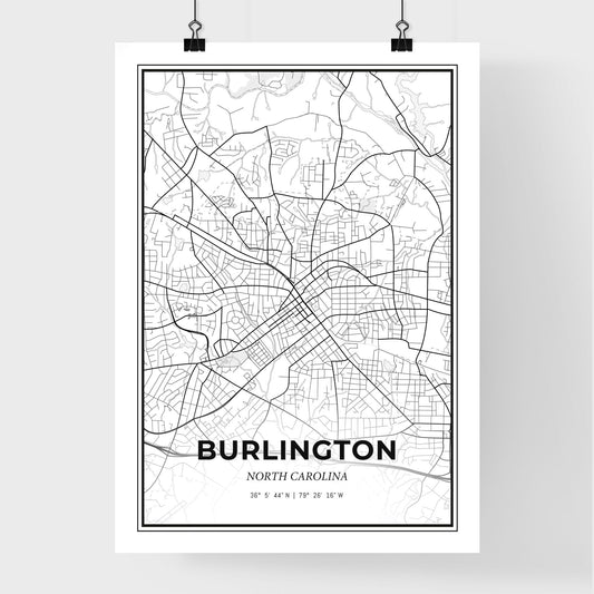 Burlington North Carolina - Premium City Map Poster