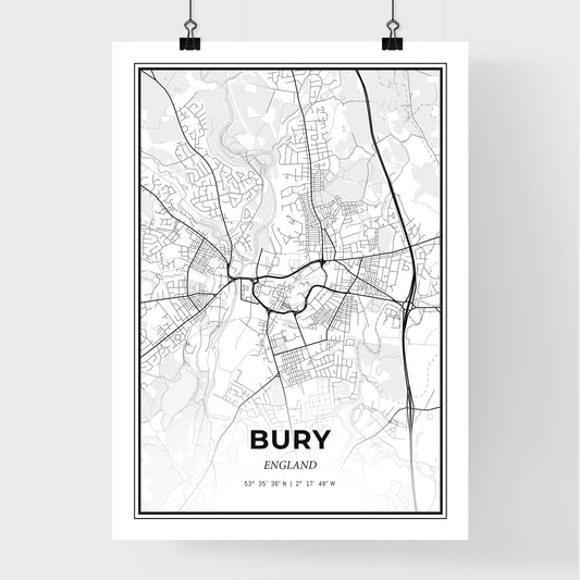 Bury England - Premium City Map Poster