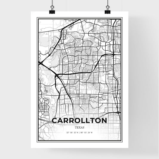 Carrollton Texas - Premium City Map Poster