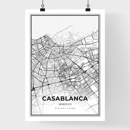 Casablanca Morocco - Premium City Map Poster