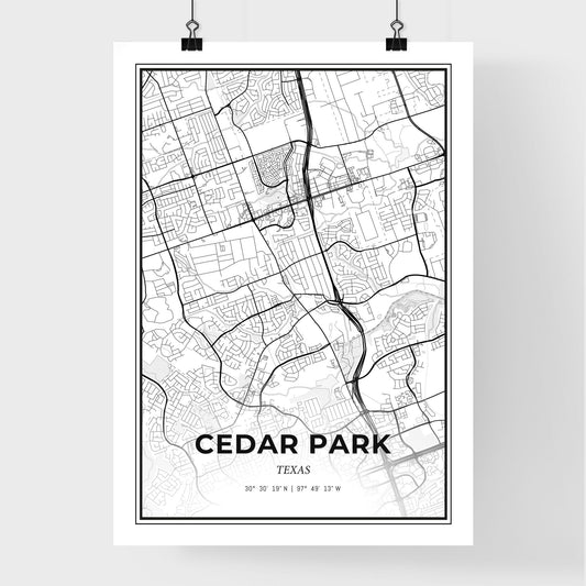 Cedar Park Texas - Premium City Map Poster