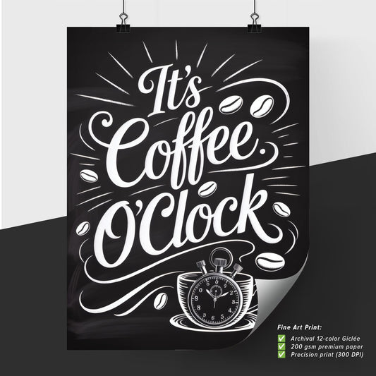 Chalkboard Art: It’s Coffee O’Clock – Perfect for Coffee Lovers and Cafés