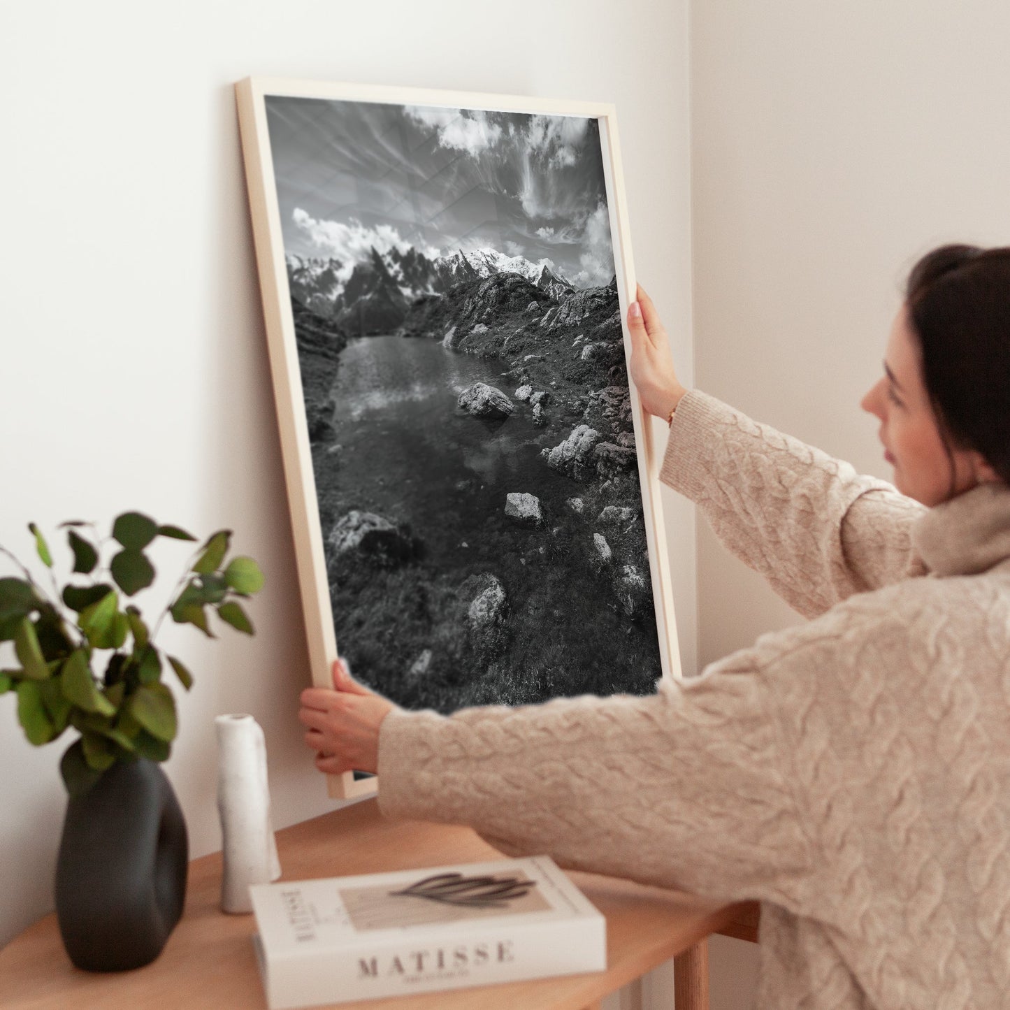 Lac de la Flégère Chamonix Wall Art – Black & White Alpine Photography Print