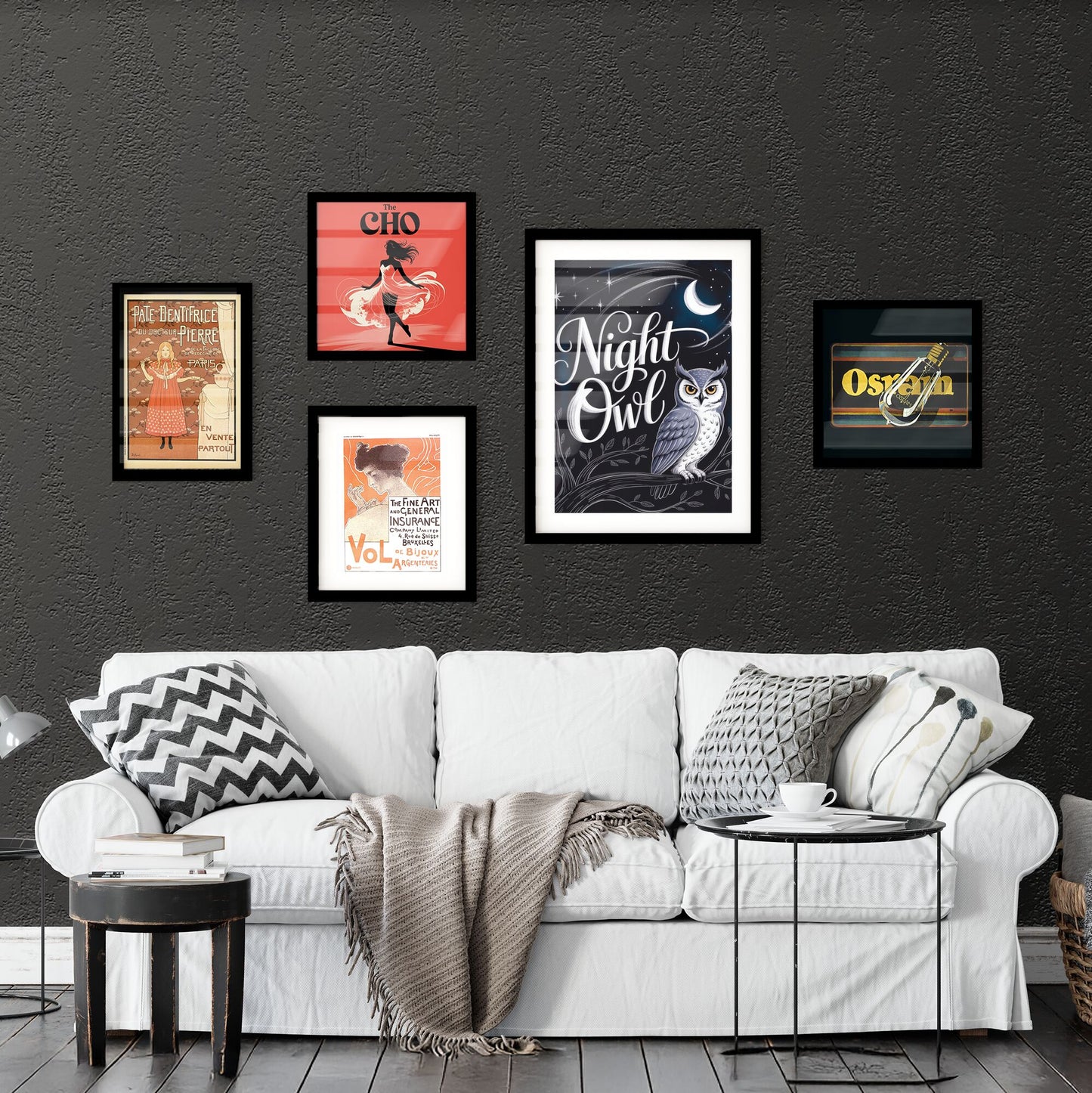 Charming Night Owl Illustration with Whimsical Typography and Starry Background, Perfect for Dreamers and Night Owls. Collection