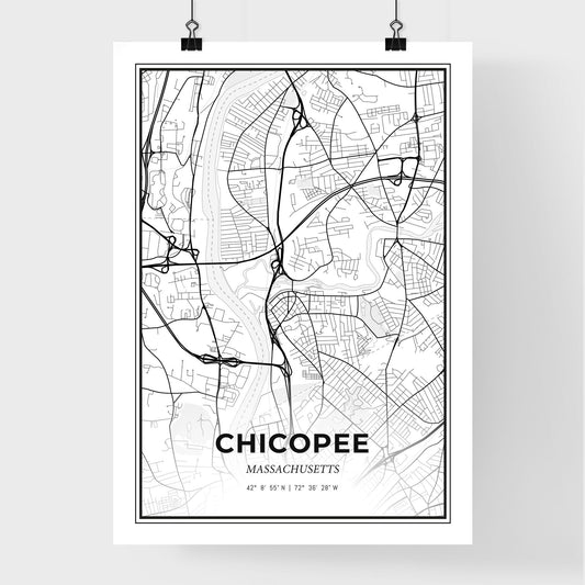 Chicopee Massachusetts - Premium City Map Poster