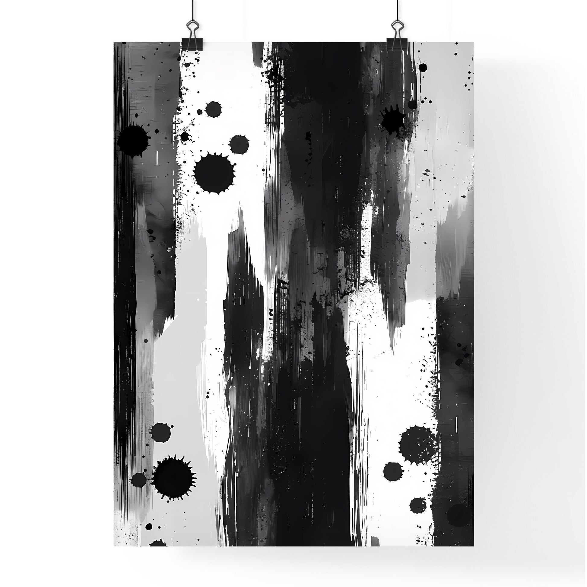 Abstract Black and White Splatter Paint Art Background Texture Pattern with Vibrant Brushstrokes Default Title