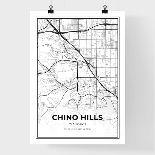 Chino Hills California - Premium City Map Poster