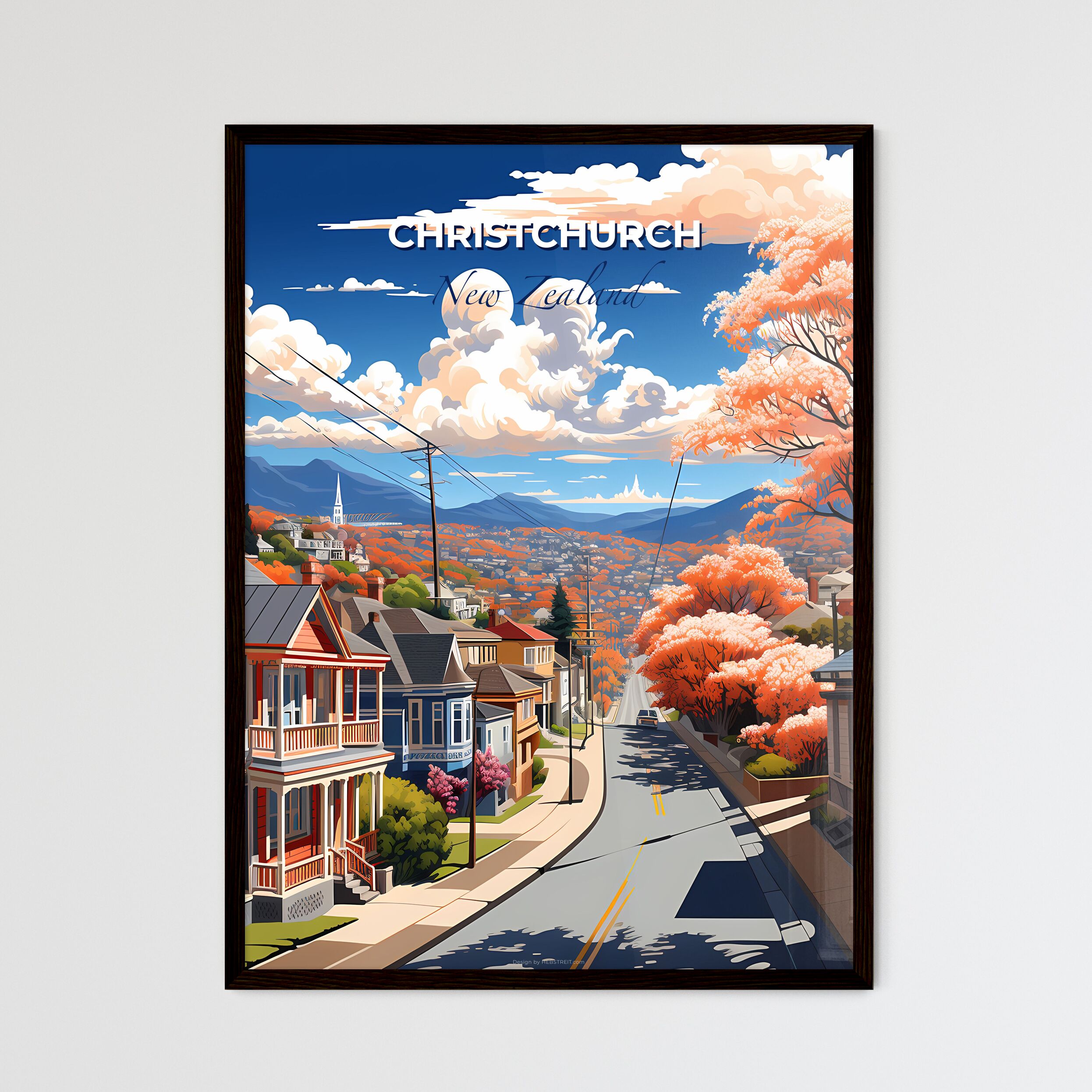 Vibrant Cityscape Painting of Christchurch Skyline …