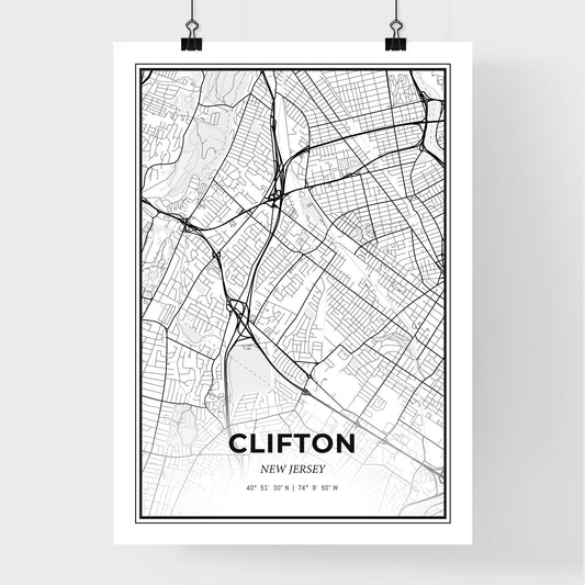 Clifton New Jersey - Premium City Map Poster