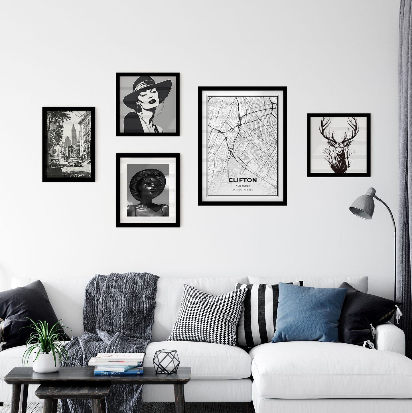 Clifton New Jersey - Minimal City Map Interior
