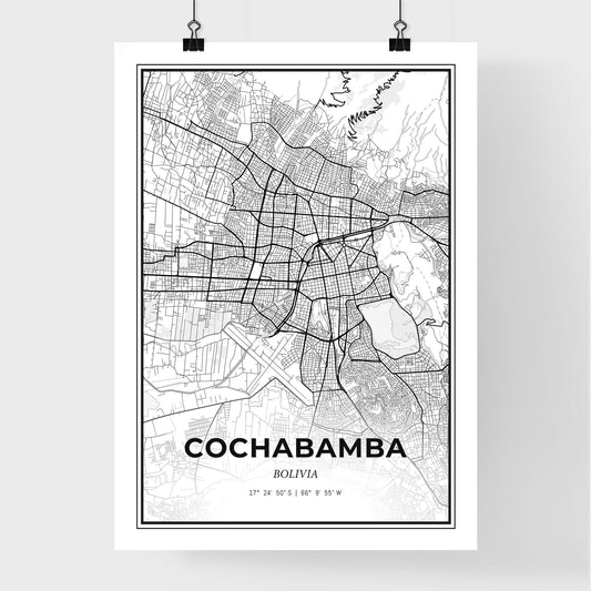 Cochabamba Bolivia - Premium City Map Poster