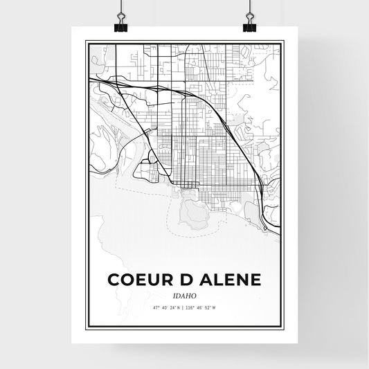 Coeur d Alene Idaho - Premium City Map Poster