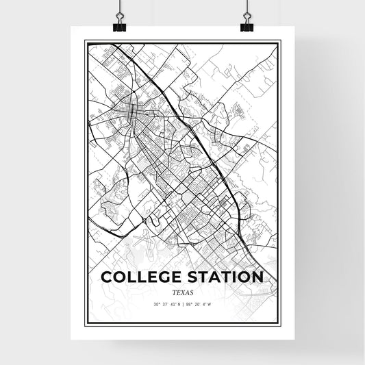 College Station Texas - Premium City Map Poster