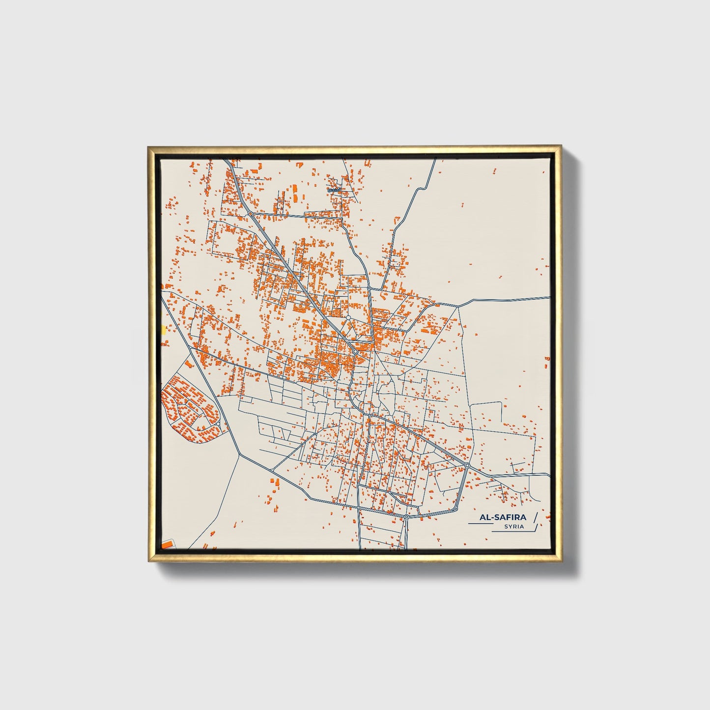 Al-Safira Syria Colorful City Map Canvas Print • Gold Framed