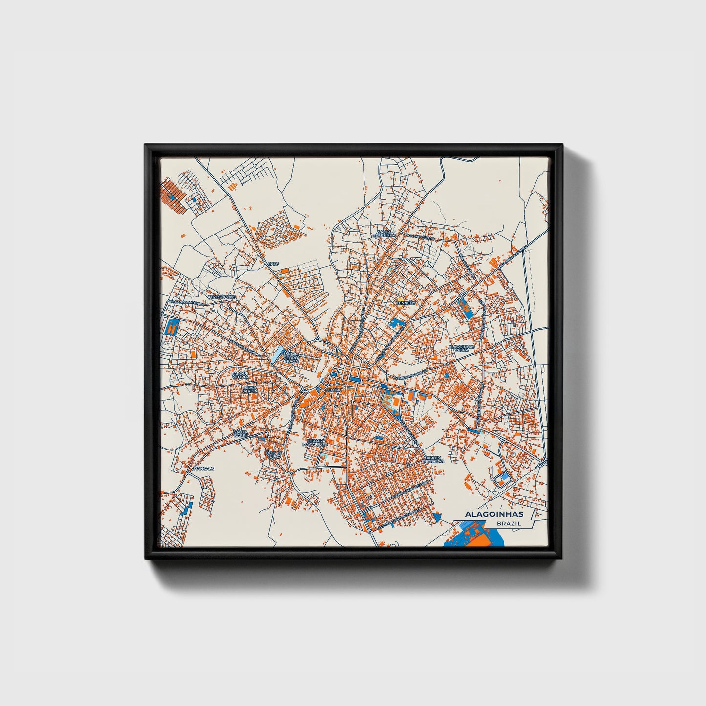 Alagoinhas Brazil Colorful City Map Canvas Print • Black Framed