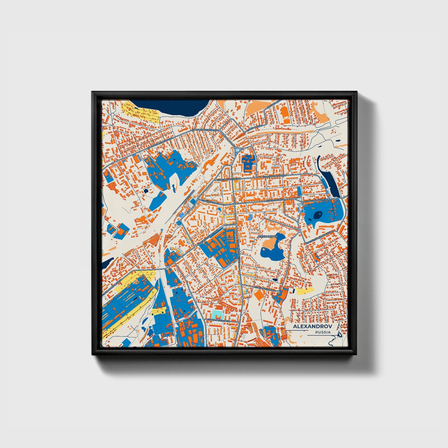 Александров Russia Colorful City Map Canvas Print • Black Framed