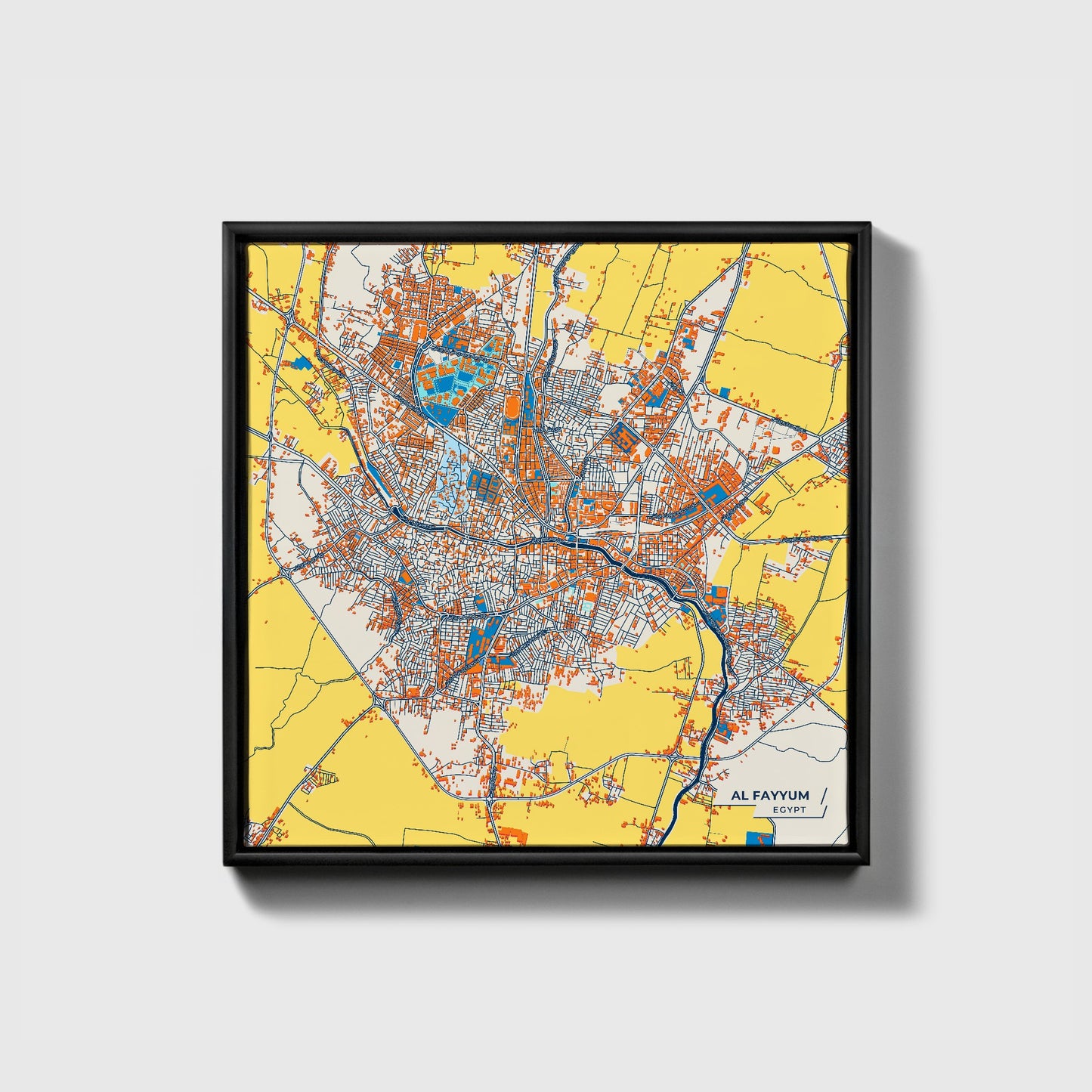 Al Fayyum Egypt Colorful City Map Canvas Print • Black Framed
