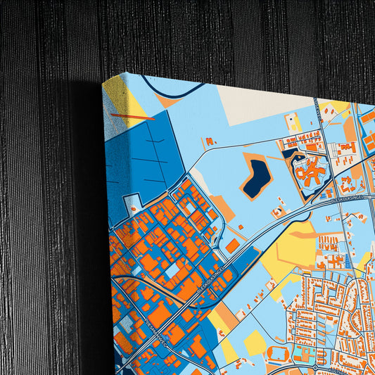 Almelo Netherlands Colorful City Map Canvas Print Detail