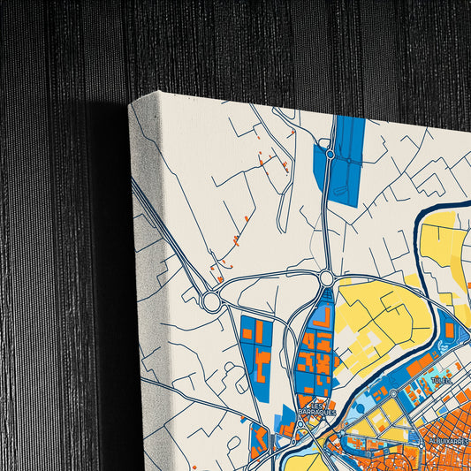Alzira Spain Colorful City Map Canvas Print Detail