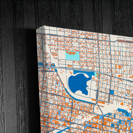 Amarillo Texas Colorful City Map Canvas Print Detail