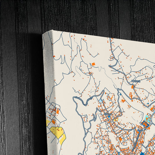 Ambato Ecuador Colorful City Map Canvas Print Detail