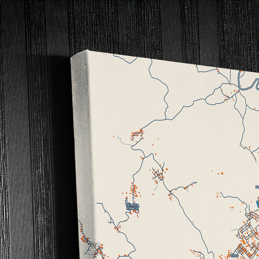 Ambon Indonesia Colorful City Map Canvas Print Detail