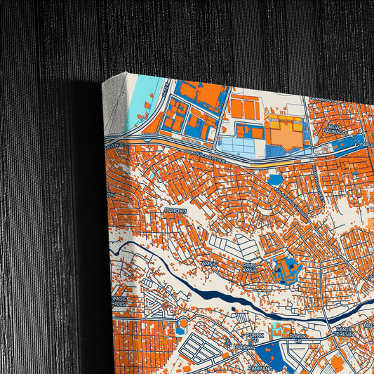Angeles Philippines Colorful City Map Canvas Print Detail