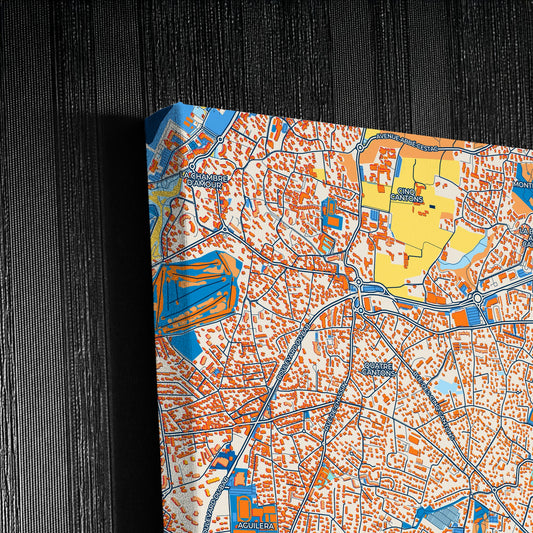 Anglet France Colorful City Map Canvas Print Detail