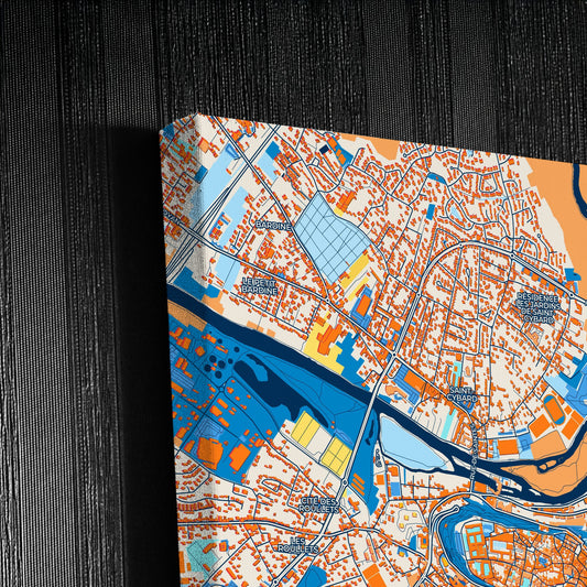 Angoulême France Colorful City Map Canvas Print Detail