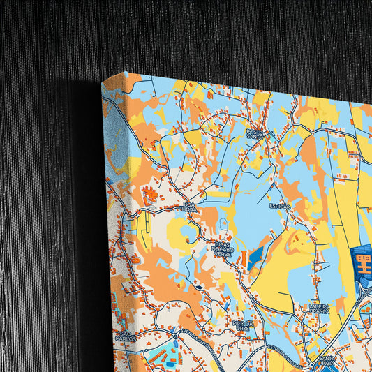 Angra Do Heroísmo Portugal Colorful City Map Canvas Print Detail