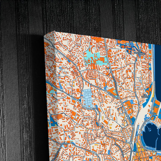 Antibes France Colorful City Map Canvas Print Detail