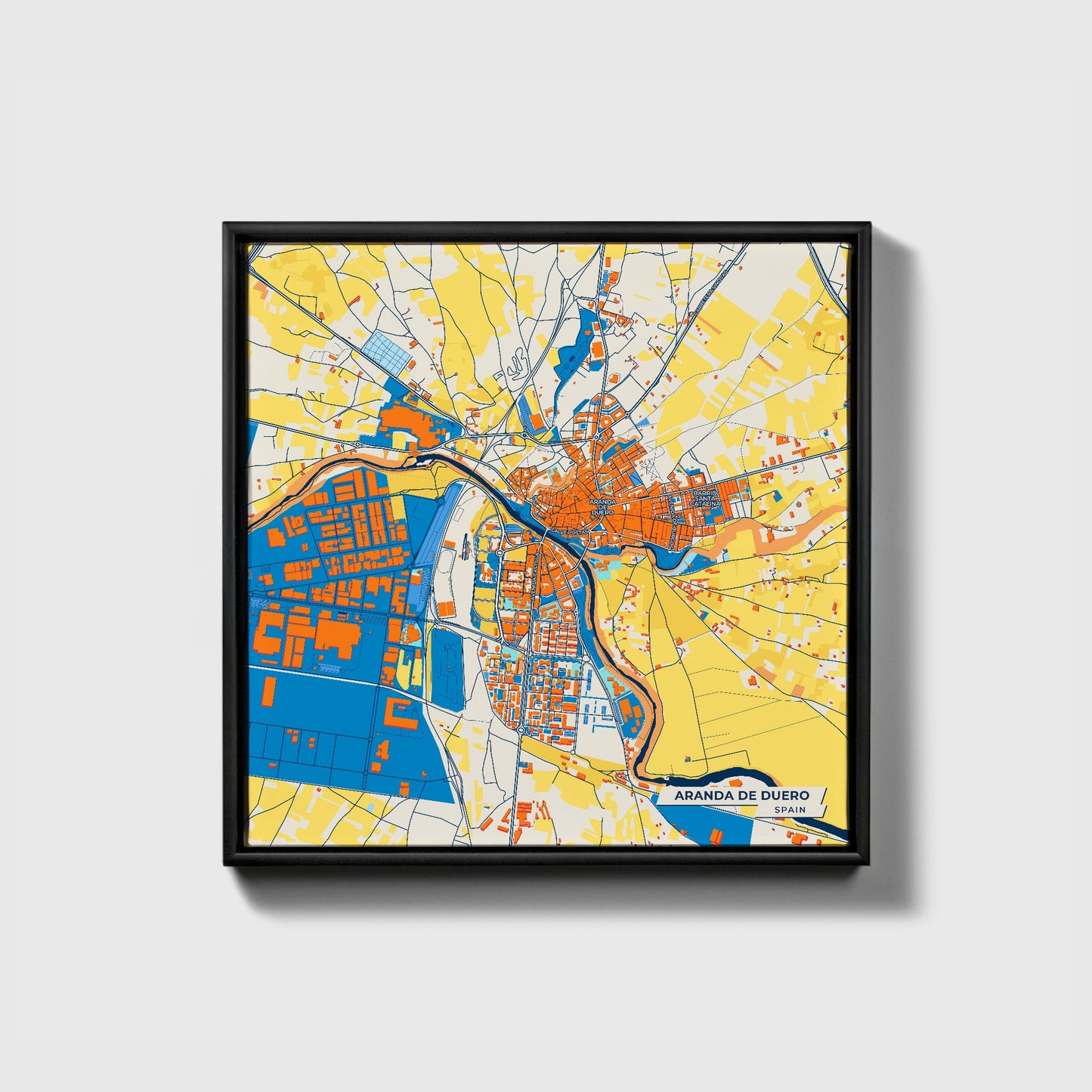 Aranda De Duero Spain Colorful City Map Canvas Print • Black Framed
