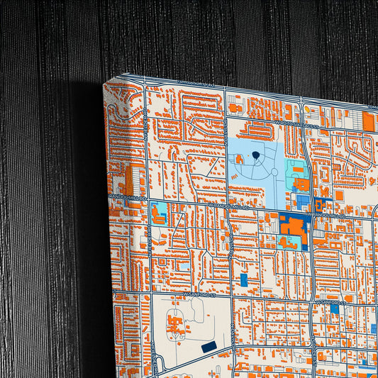 Arlington Texas Colorful City Map Canvas Print Detail