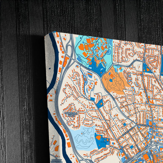 Asheville North Carolina Colorful City Map Canvas Print Detail