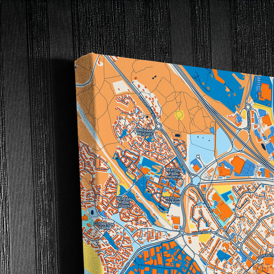 Ashford England Colorful City Map Canvas Print Detail