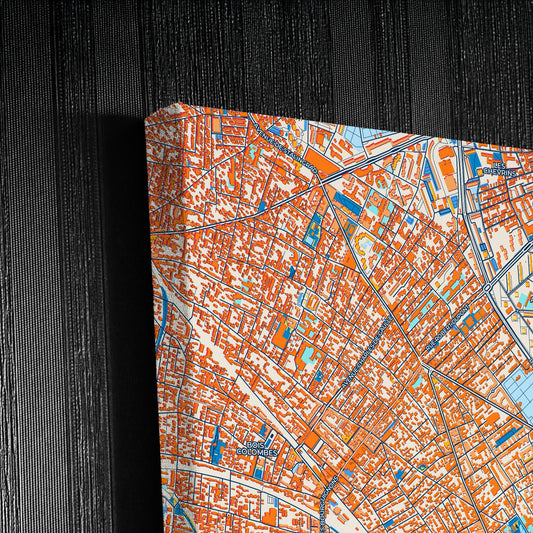Asnières-Sur-Seine France Colorful City Map Canvas Print Detail