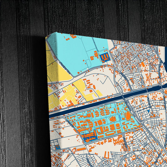 Asyut Egypt Colorful City Map Canvas Print Detail