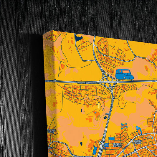 Atibaia Brazil Colorful City Map Canvas Print Detail