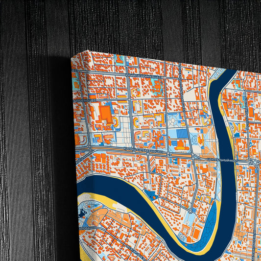 Atyrau Kazakhstan Colorful City Map Canvas Print Detail