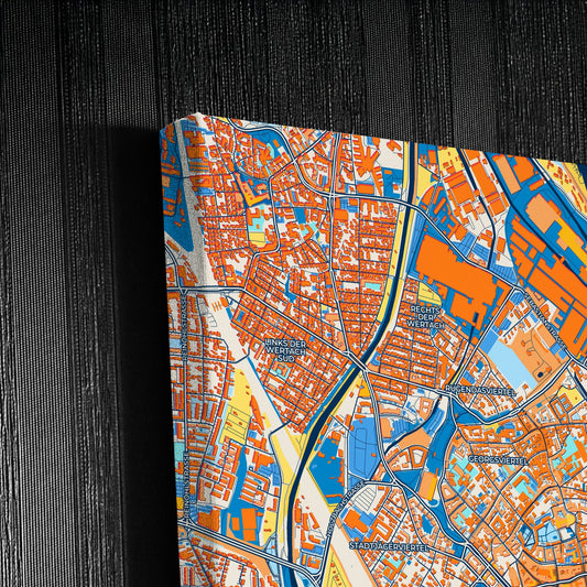 Augsburg Germany Colorful City Map Canvas Print Detail