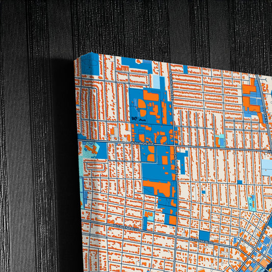 Aurora Illinois Colorful City Map Canvas Print Detail