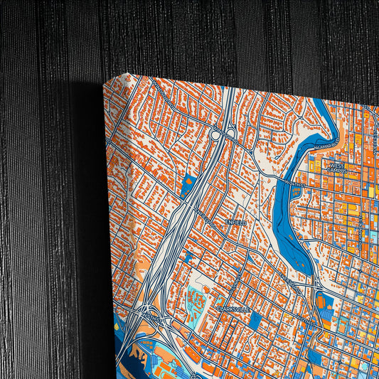 Austin Texas Colorful City Map Canvas Print Detail