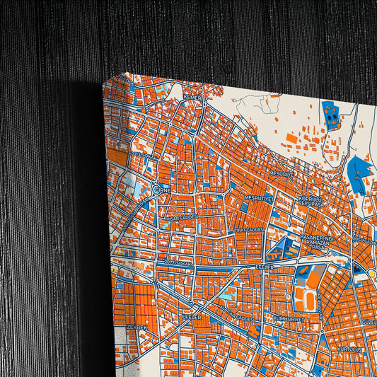 Aydin Turkey Colorful City Map Canvas Print Detail