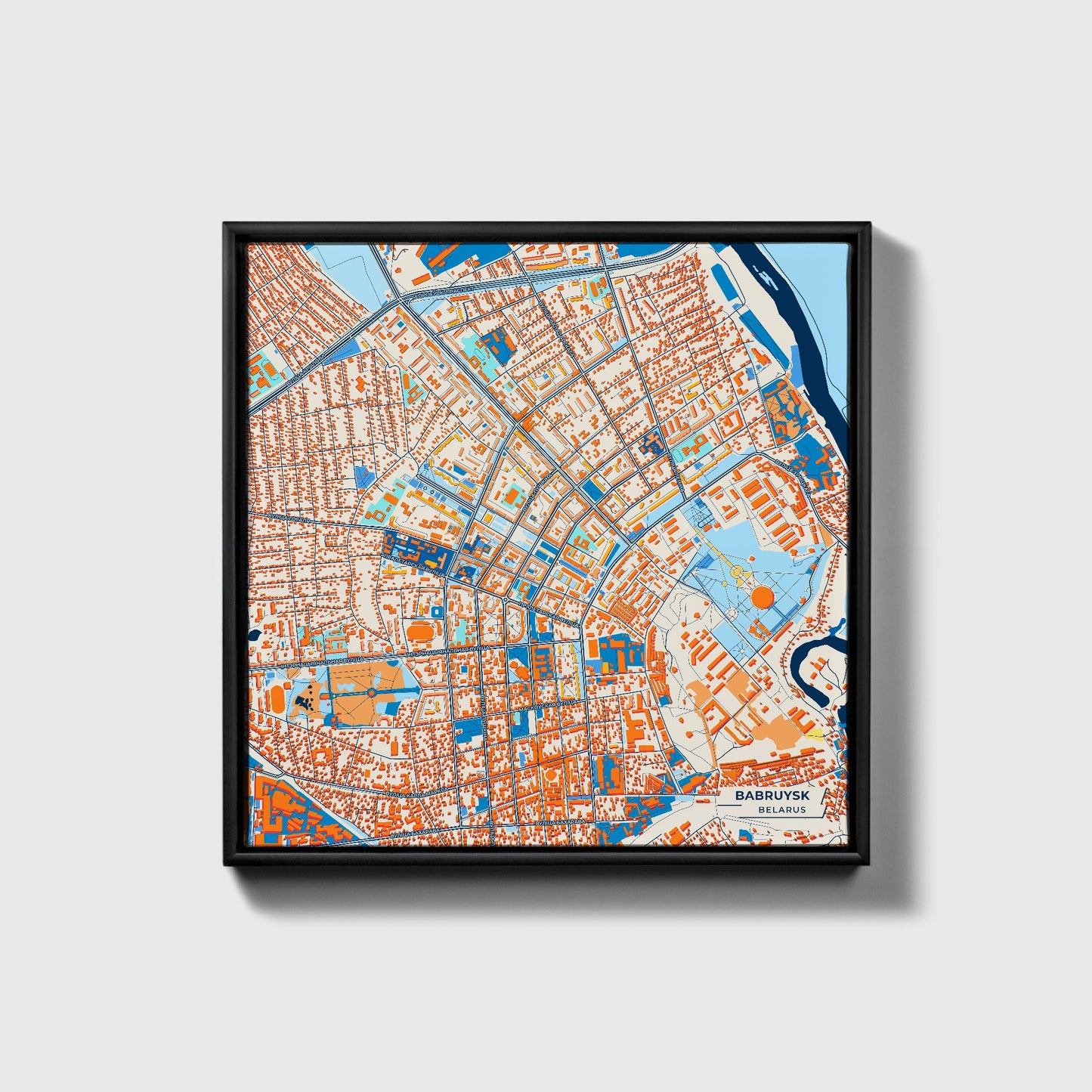 Бабруйск Belarus Colorful City Map Canvas Print • Black Framed