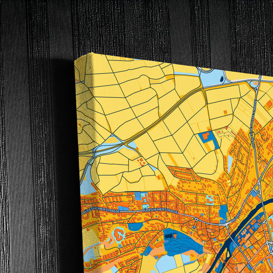 Bad Kreuznach Germany Colorful City Map Canvas Print Detail