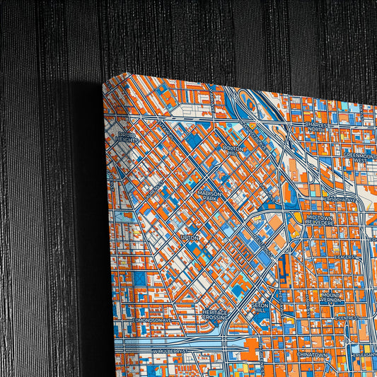 Baltimore Maryland Colorful City Map Canvas Print Detail