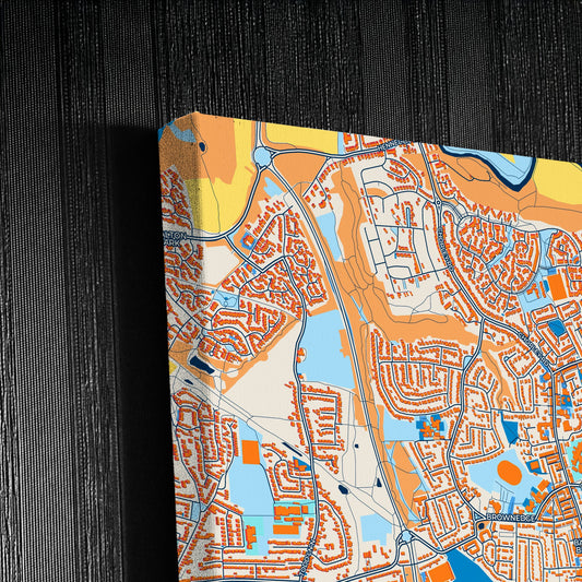Bamber Bridge England Colorful City Map Canvas Print Detail
