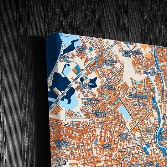 Barcelona Venezuela Colorful City Map Canvas Print Detail
