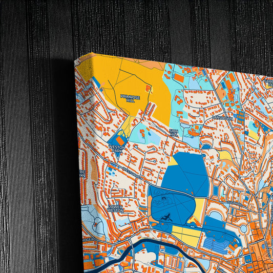 Bath England Colorful City Map Canvas Print Detail