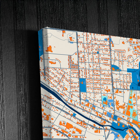 Battle Creek Michigan Colorful City Map Canvas Print Detail
